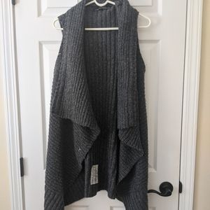 All Saints sleeveless force cardigan in Charcoal